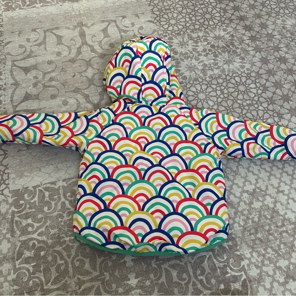 Mini Boden fleece lined rainbow jacket with hood size 2/3 - Picture 5 of 6